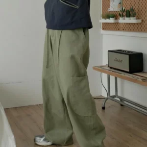 貳玖製造_ 大口袋直筒闊腿寬褲