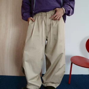 SP08 貳玖製造斜切接面繭型寬褲