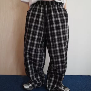 SP09 貳玖製造日系格紋繭型寬褲